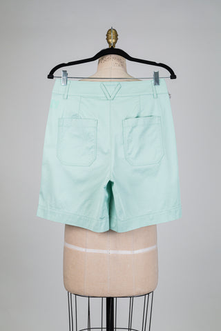 Bermuda vert menthe à plis (XS+S)