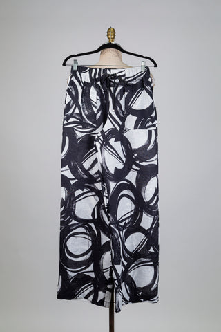 Pantalon blanc à grands cercles noirs (4+8)