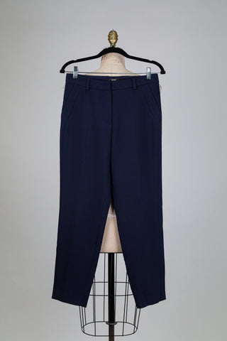 Navy carrot trousers with tone-on-tone trim (6)