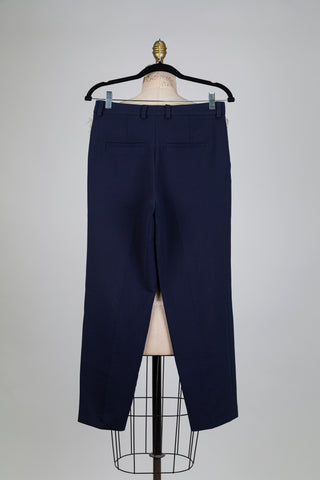 Navy carrot trousers with tone-on-tone trim (6)