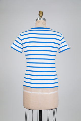 White and cobalt blue striped T-shirt (8)