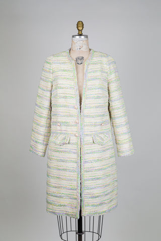 Veste pastel longue effet tweed (6/8)