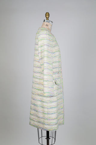 Veste pastel longue effet tweed (6/8)