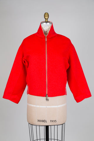 Veste en laine rouge orangé (4)