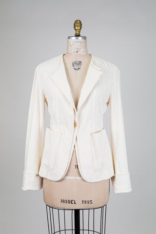 Blazer crème à col superposé (6)