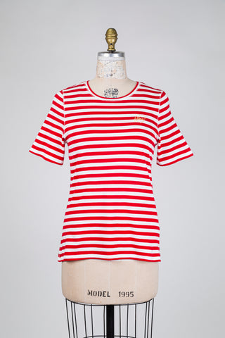 T-shirt à rayures rouge et blanc (8+10)