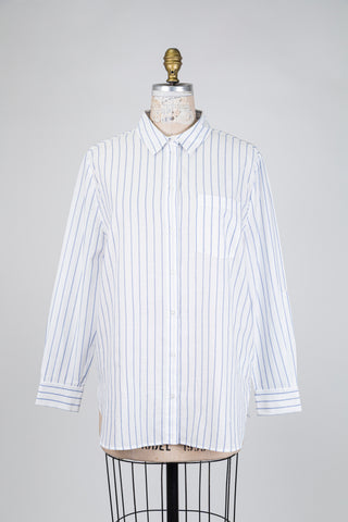 Chemisier blanc à rayures bleues (10+12)