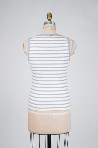 Sparkling white and grey striped tank top (8+10)