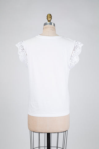 T-shirt blanc en manches dentelle (XL+XXL)