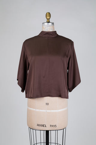 Blouse satinée brun chocolat (6)