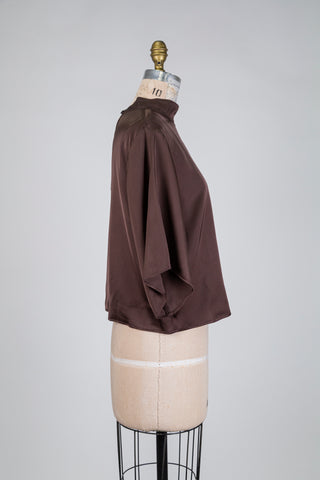 Blouse satinée brun chocolat (6)
