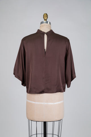 Blouse satinée brun chocolat (6)