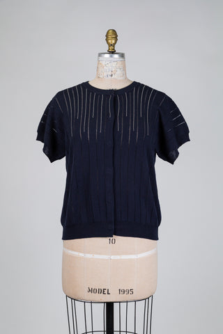 Cardigan marine en maille côtelée (8)