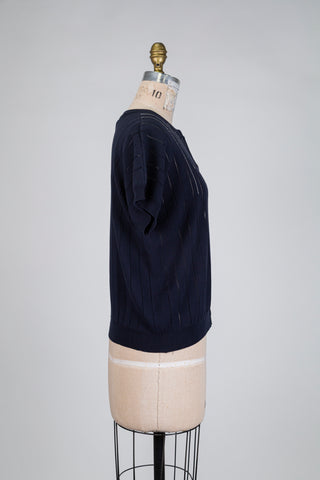 Cardigan marine en maille côtelée (8)