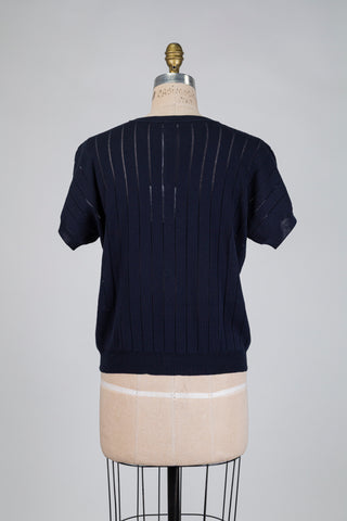 Cardigan marine en maille côtelée (8)