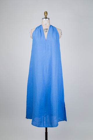 Cobalt blue flared linen dress (6 to 10)