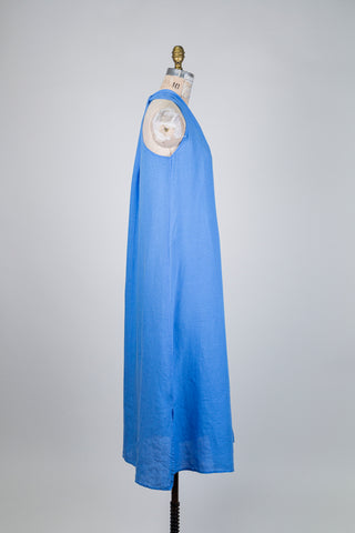 Cobalt blue flared linen dress (6 to 10)