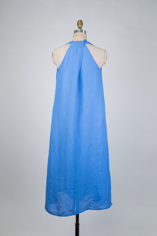 Cobalt blue flared linen dress (6 to 10)
