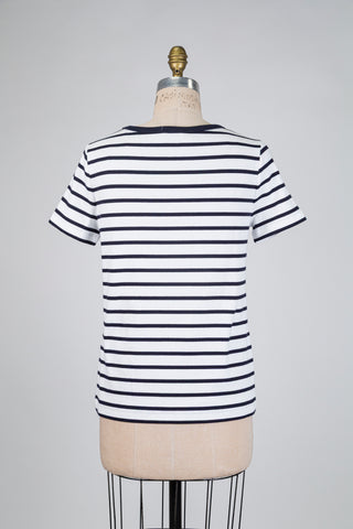 T-shirt côtelé à rayures noir et blanc (14)