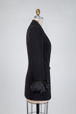 Blazer noir à poignets pétales amovibles (2-16-18)