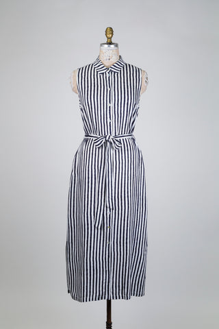 Robe chemisier à rayures marine et blanc (6)