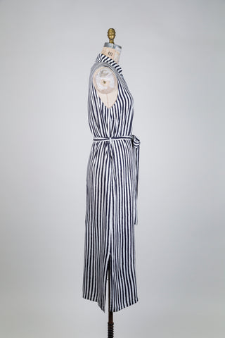 Robe chemisier à rayures marine et blanc (6)