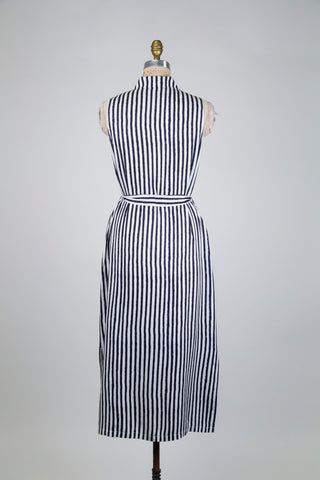 Robe chemisier à rayures marine et blanc (6)