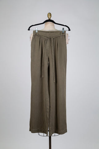 Khaki green lyocell trousers (6 to 12 years)