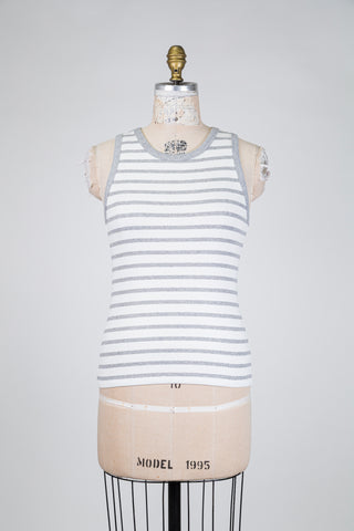 Sparkling white and grey striped tank top (8+10)