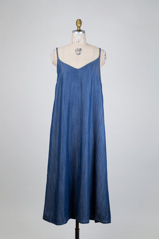 Denim-effect dress with braided straps (4-8-10)