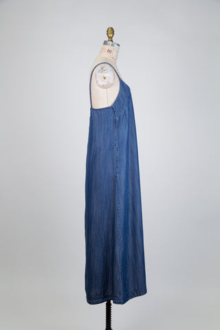 Denim-effect dress with braided straps (4-8-10)