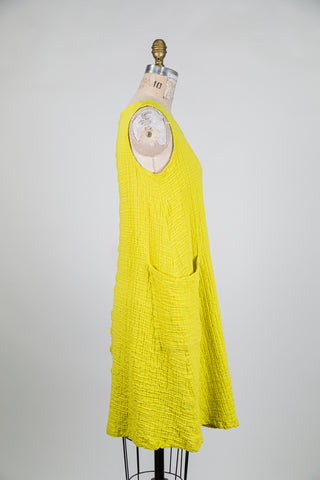 Chartreuse Waffle Cotton Dress (S)
