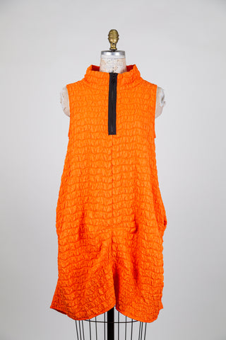 Mandarin orange embossed balloon dress (S)