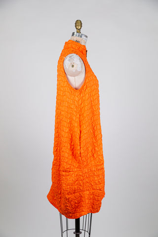 Mandarin orange embossed balloon dress (S)