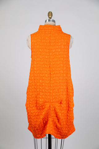 Mandarin orange embossed balloon dress (S)