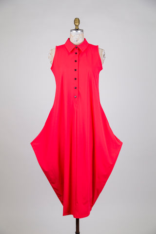 Robe ballon rose pop à col chemisier (S)