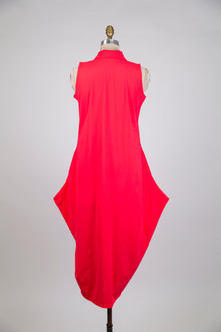 Robe ballon rose pop à col chemisier (S)