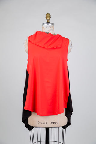 Black and orange pop balloon tunic with high neck (S)