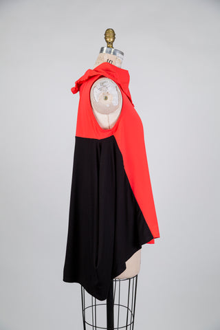 Black and orange pop balloon tunic with high neck (S)