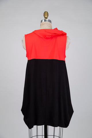 Black and orange pop balloon tunic with high neck (S)