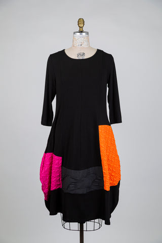 Robe ballon noire à éclats pop (S)