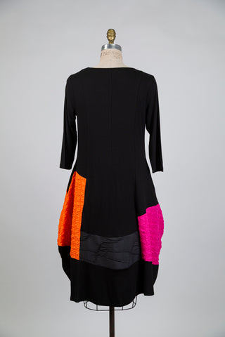 Robe ballon noire à éclats pop (S)