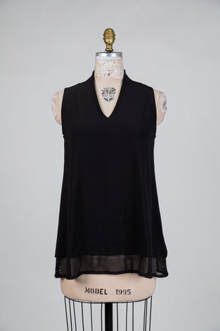 Black tunic with mesh hem (S)