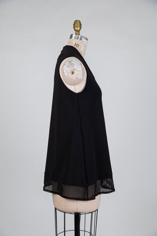 Black tunic with mesh hem (S)
