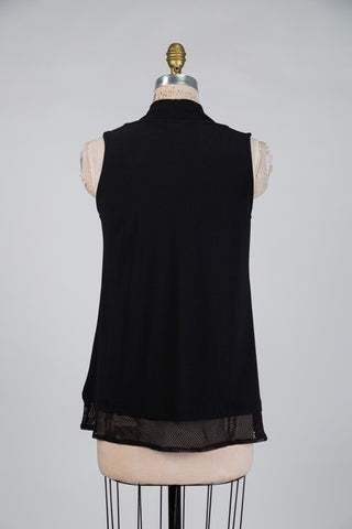 Black tunic with mesh hem (S)