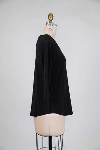 Black V-neck microfiber top (S)