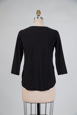Black V-neck microfiber top (S)