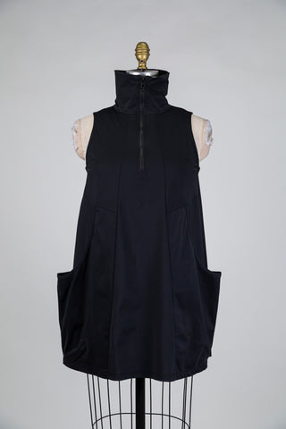 Robe tunique noire à col montant (S)