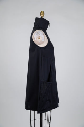 Robe tunique noire à col montant (S)