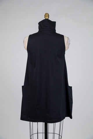 Robe tunique noire à col montant (S)